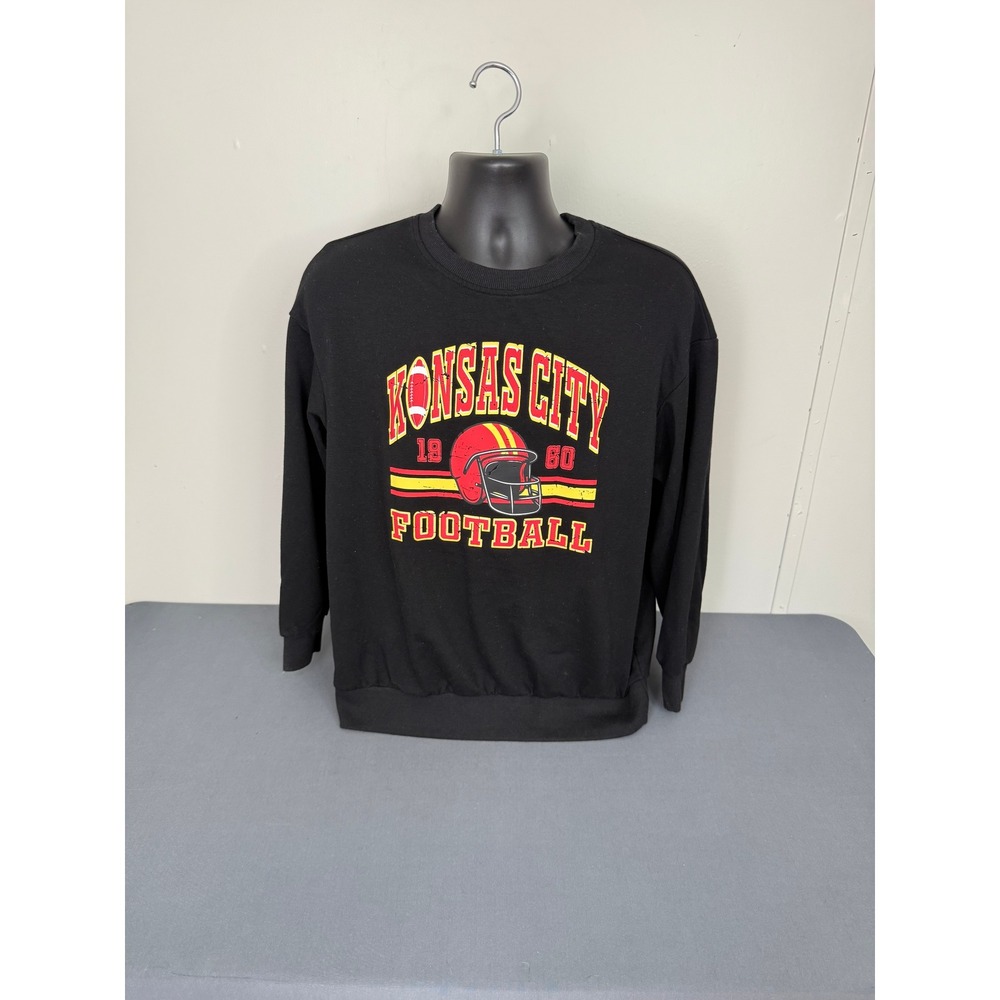 Unbranded Sweatshirt Unisex Small Kansas City Football Graphic Crewneck Black - Picture 2 of 5
